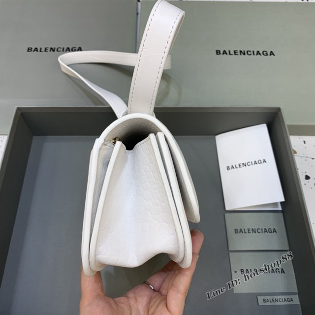 Balenciaga專櫃爆款大號鱷魚白色金扣肩背包 巴黎世家新款Gossip bag斜挎包 fyj1315